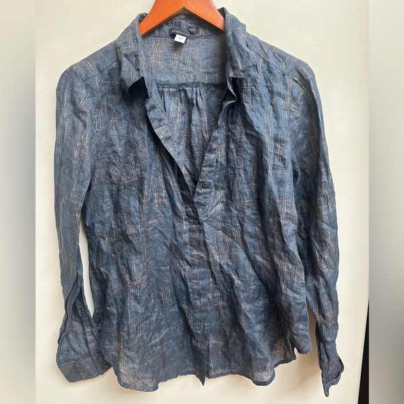Eileen Fisher Blue Button-Up Shirt - Picture 1 of 8